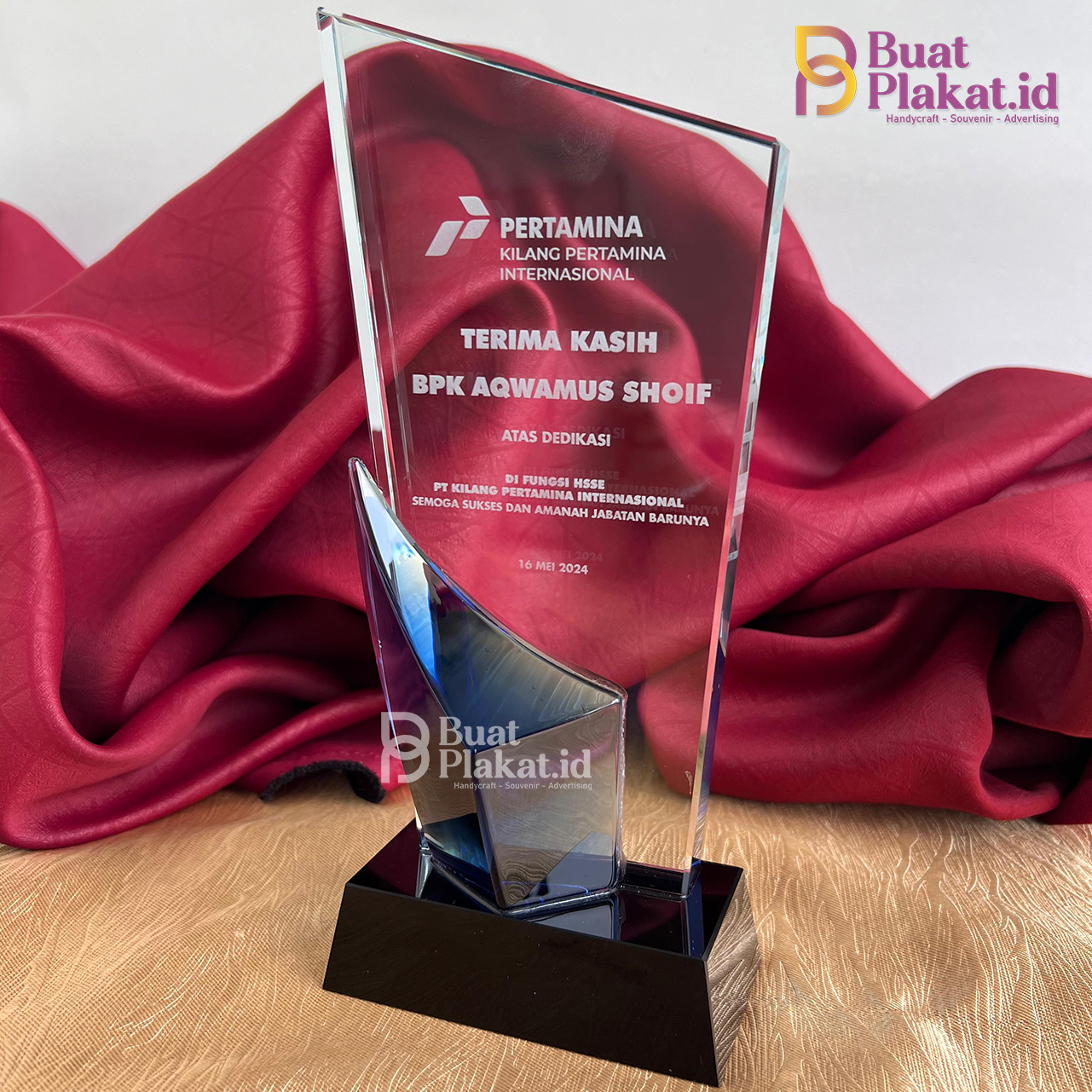 Plakat Kristal Ucapan Terima Kasih Pertamina